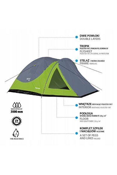 NILS CAMP Cort de camping mare, pentru patru persoane, impermeabil