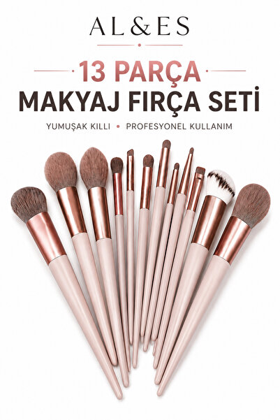 AL&ES kozmetik Fix Özel Keseli 13 Parça Profesyonel Makyaj Fırça Seti
