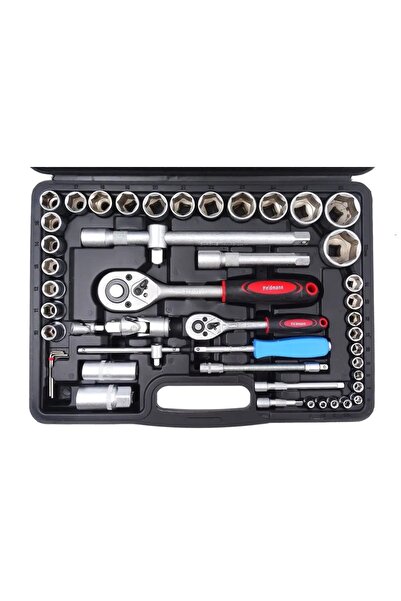 GEKO Set de scule, cutie de scule, chei tubulare, 94 piese, 1/4 1/2 inch