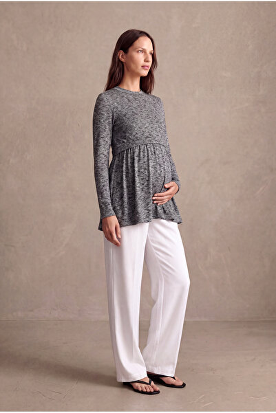 WESTMARK LONDON Maternity Black Melange Viscose Crew Neck Long Sleeve Double ...