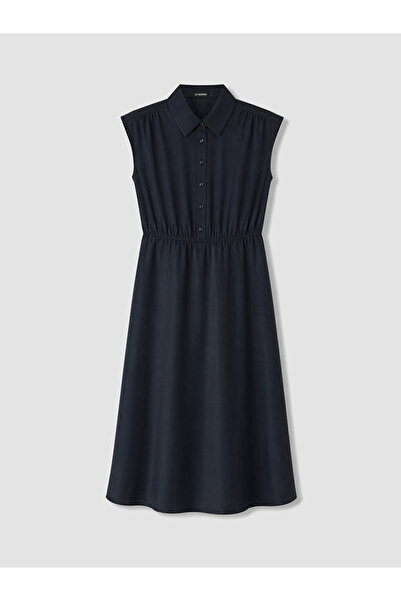 LC Waikiki Lcwaikiki Curve Black Plus Size Modal Blend Shirt Dress