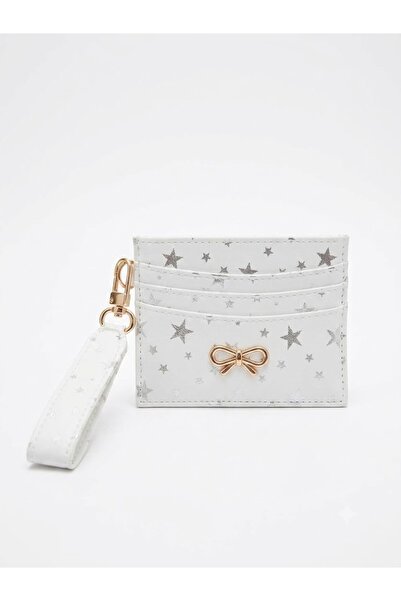 H&D COLLECTİON Women's Bow Detailed Shiny Faux Leather Card Holder with Keychain