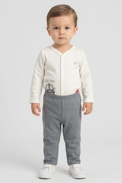 Popees Toddlers Boy 2Pcs Embroidered Top And Pants Set, Multicolor