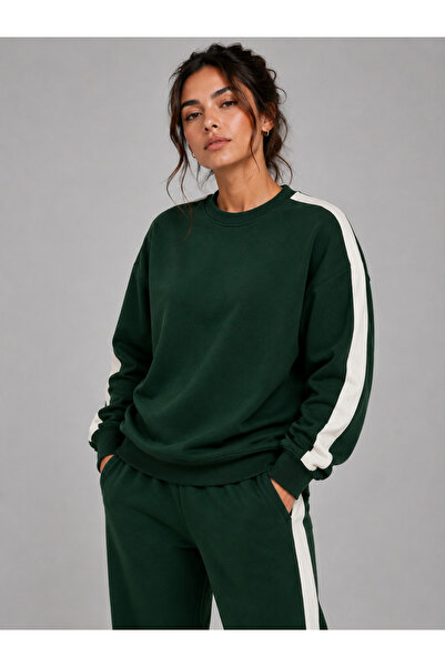 EYAX MODA ŽENSKA SWEATSHIRT SA PRUGASTIM DETALJIMA I HOKET KRAGNOM SA DŽEPOVIMA