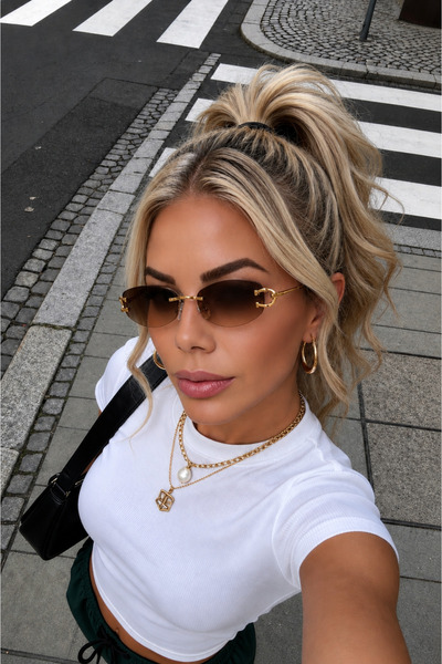 Dio Armati LOANSE UV400 Korumalı Cat Eye Kesme Cam Kahverengi Kadın Güneş Göz...