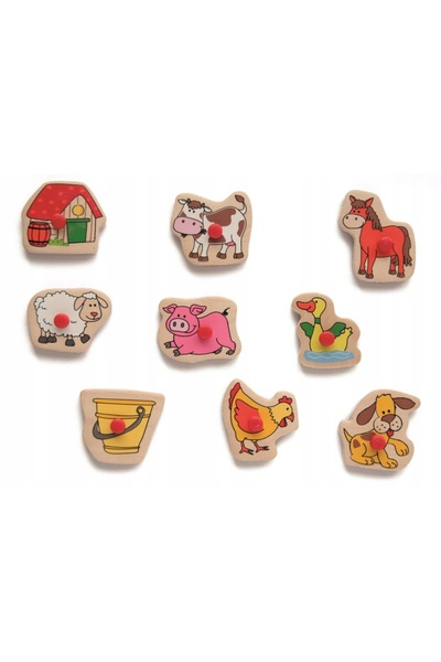 NO BRAND Puzzle educativ cu ștampile animăluțe 3+ Woodyland