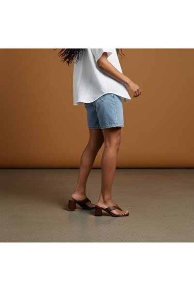 NE&VE SHOES Brown Leather Flip Flops for Women with Thick Heels
