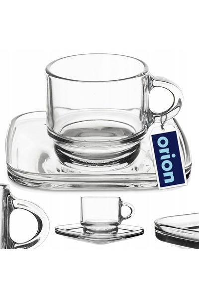 Lavande Lavanta Căni de espresso LAV din sticlă, 75 ml, transparente, cu mâne...
