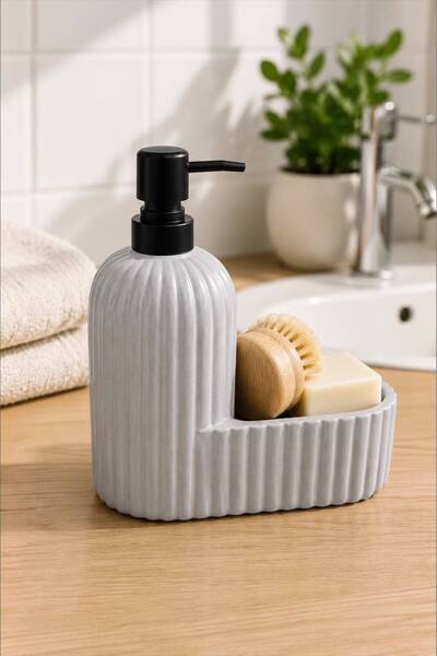 Bayev Mörs Gray Detergent Dispenser / Soap Dispenser - Countertop Organizer