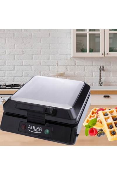 adler Aparat de făcut vafe mare, 1500W, cu 4 plăci antiaderente pentru vafe c...