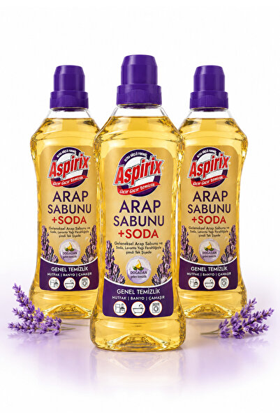 Aspirix 3'lü Paket Sodalı Arap Sabunu - Genel Tüm Temizlik - Mutfak Banyo Çam...