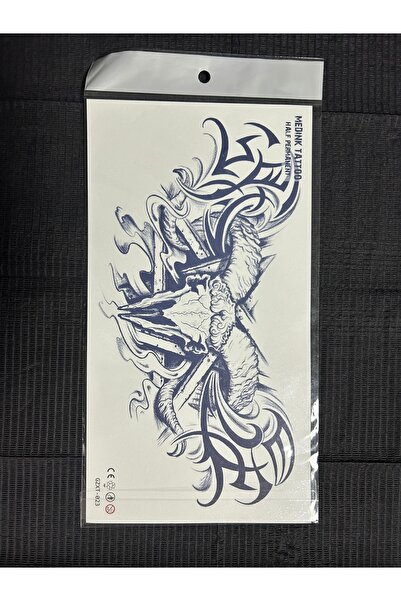 Tattoo Geçici Dövme (XL) - Tribal & Keçi İskelet Göğüz Sırt 1 Ay Kalıcı Geçic...