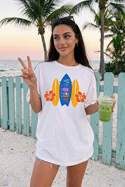 Büşra Çetin Sup Aloha Hibiscus Trilogy T-Shirt, Sup Lover Tee, 100% Cotton Un...