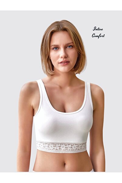 İntive Lingerie قميص داخلي/بوستير من مزيج القطن والمودال بياقة على شكل حرف U ...