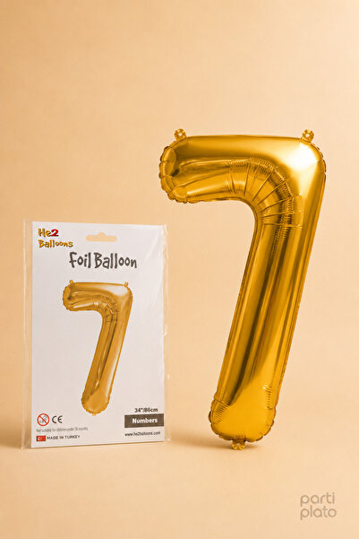 He2 Balloons Gold Foil Balloon Number 7, 86 Cm, Helium Compatible Gold Color ...