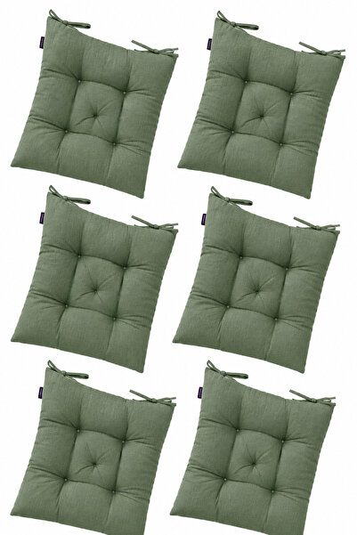 TicaretJet 6' Li Takım Pofidik Kare Yeşil Sandalye Minderi 40x40cm