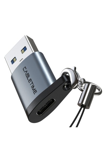 Cabletime Προσαρμογέας USB-C σε USB CT-AMCF, 2.1A, 5Gbps, γκρι