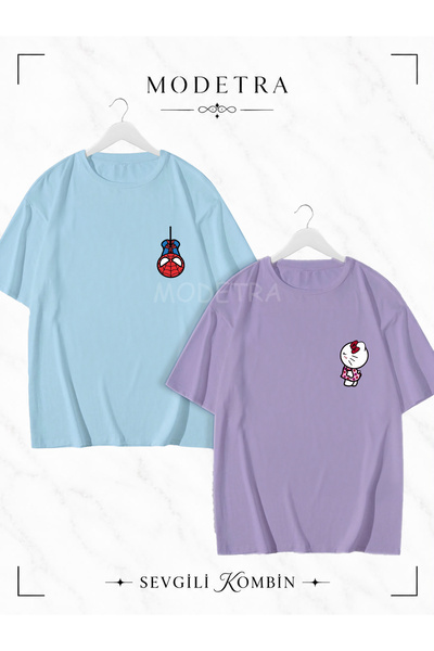 Modetra Women's Men's Spider Kitty Design Chest Printed Lover Couple Combinat...