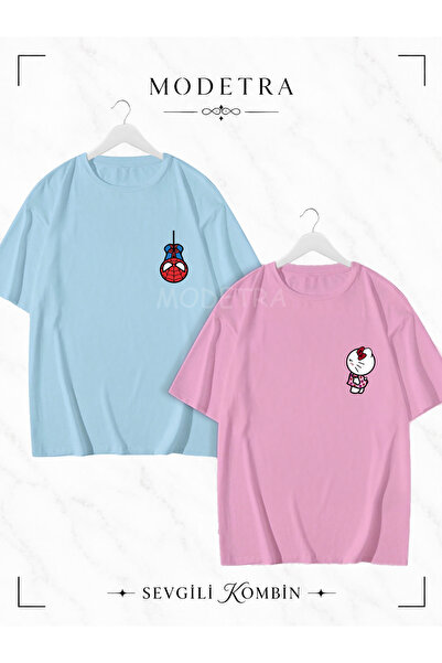 Modetra Women's Men's Spider Kitty Design Chest Printed Lover Couple Combinat...