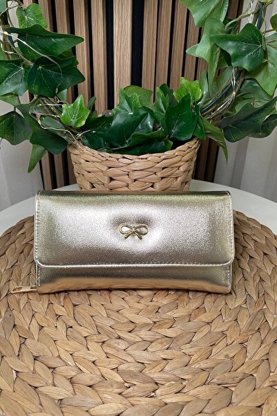 Fibag Women's Gold Wallet with Card Holder Detail and Phone Compartment, Larg...