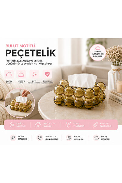 Genel Markalar Bubble Bulut Tasarımlı Peçetelik Masaüstü Peçete Tutucu Dekora...