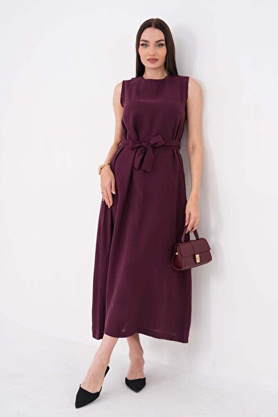 DazzUp Women's Sleeveless Belted Dress