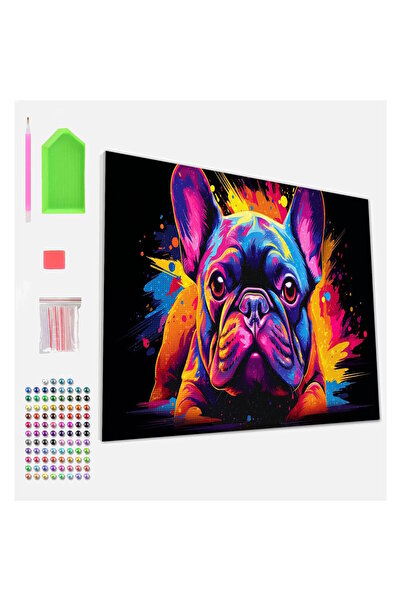 OEM Splat Planet Σετ Diamond Painting "Neon Bulldog" σε Καμβά με Τελάρο 30x40cm