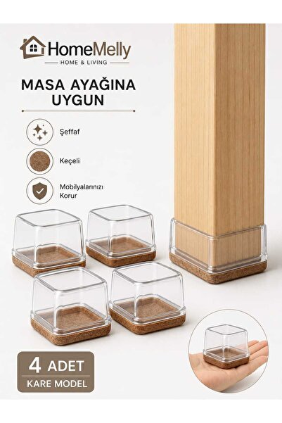 btm home Suitable for Wide Table Legs Square Model 4 Pieces Transparent Color...