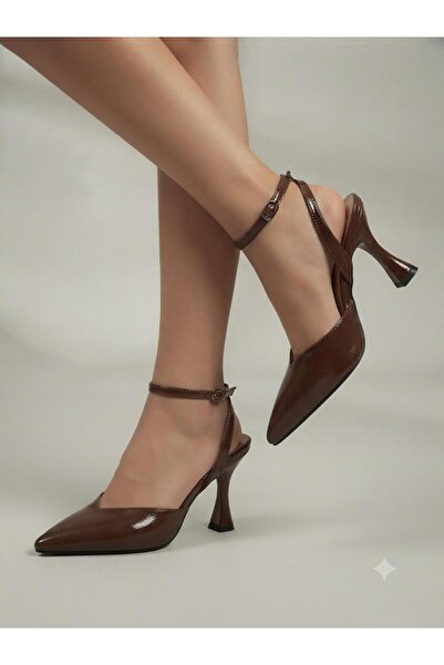 softoria shoes Women's Brown Pointed Toe Ankle Strap Stiletto Heeled Shoes