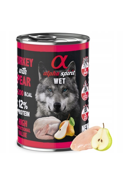 NO BRAND Hrana pentru caini ALPHA SPIRIT Peruca cu pere 400 g