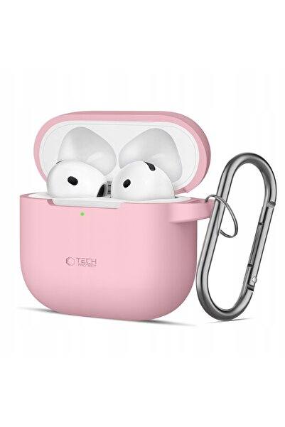 NO BRAND Husă pentru căști TECH-PROTECT Silicon Hook pentru Apple Airpods 4 Roz