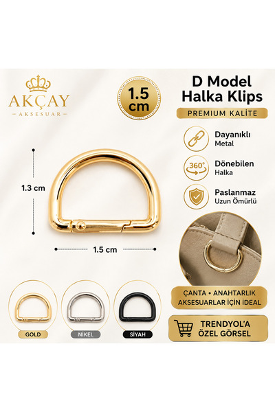 Akçay Aksesuar Yaylı D Halka 1.5 Cm 1 Adet