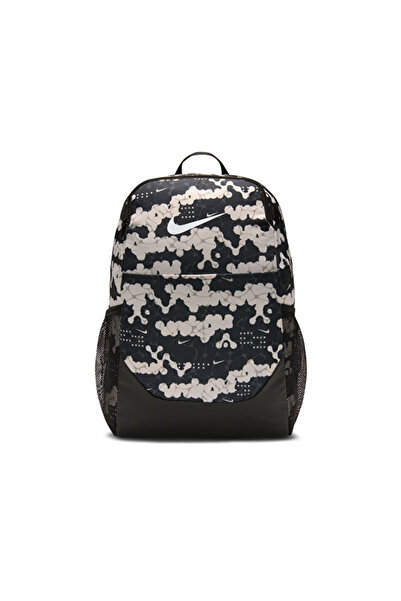 Nike Brasilia AOP Desenli Çok Gözlü Günlük Sırt Çantası Siyah/Krem IH7969-103