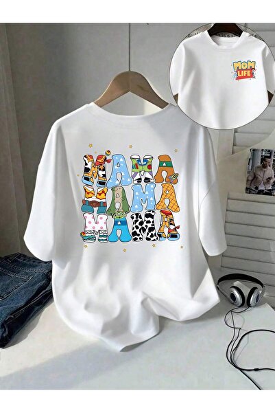 SVART WEAR تي شيرت صيفي برقبة دائرية كبيرة الحجم مطبوع عليه Toy Story Mom Life