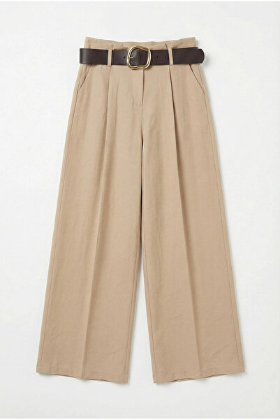 Myra Belted Cream Palazzo Trousers