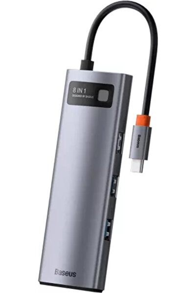 Baseus Stație de andocare Metal Gleam, conectare PC USB Type-C, 8 în 1, Gri