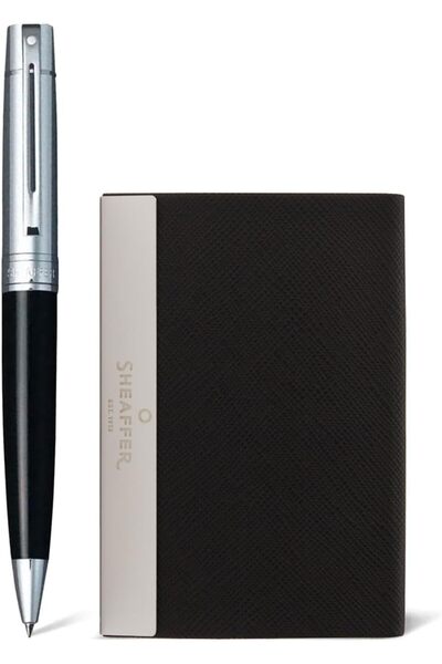 Sheaffer Gift Set 300 9312 Glossy Black Ballpoint Pen with Chrome Trims and H...