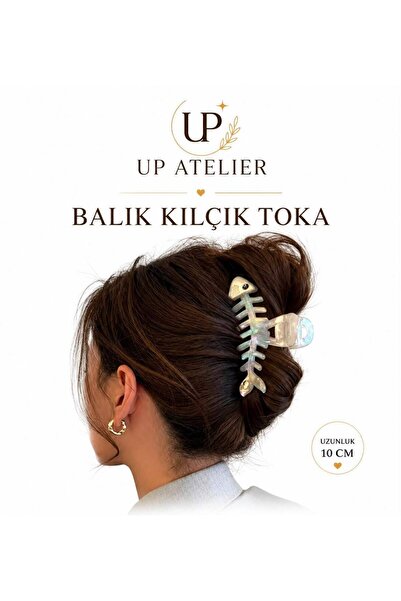Up Atelier مشبك على شكل عظم السمكة باللون الأبيض