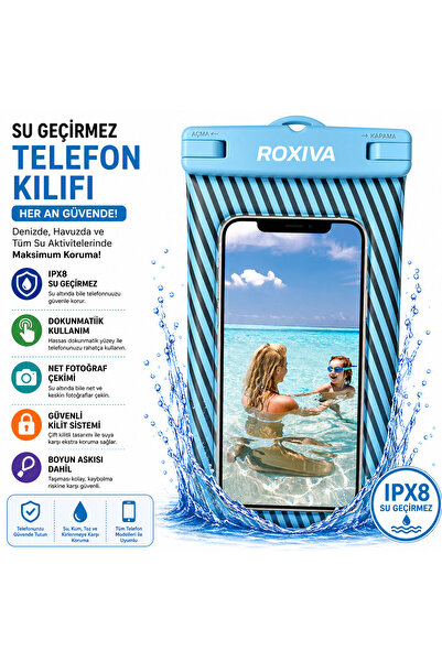 ROXİVA IPX8 Su Geçirmez Telefon Kılıfı Universal | Dokunmatik Uyumlu | Deniz,...