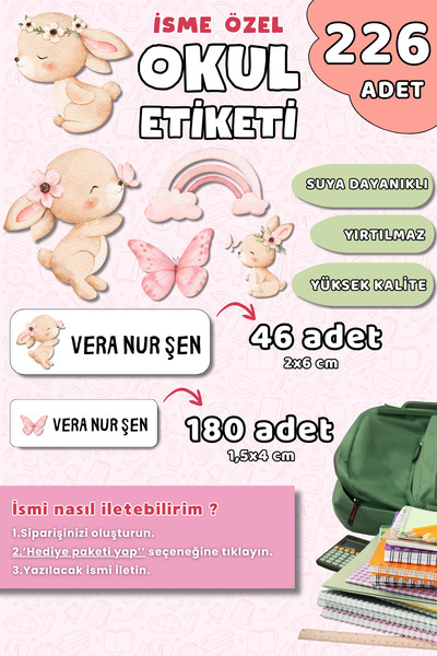 Hume Craft 226 Adet Kişiye Özel Okul Etiketi Kalem Defter Etiketi Özel Isim Y...