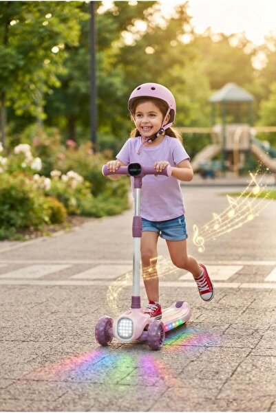 Tıfıl Toys Işıklı ve Müzikli Çocuk Scooterı4 Kademeli Ayarlanabilir Gidon Yük...
