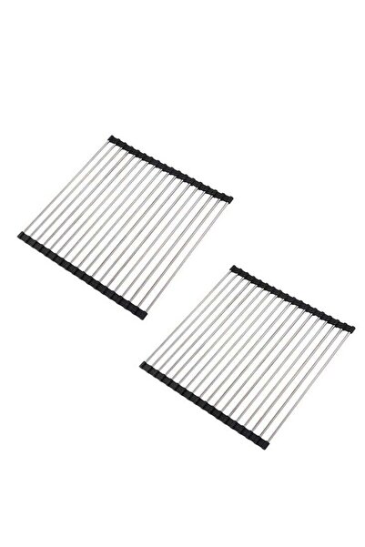 Perfii 2pcs Large Roll Up Dish Drying Rack, Multipurpose Stainless Steel Kitc...