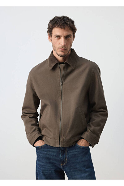 MANGO Man Fitilli kadife yakalı denim ceket