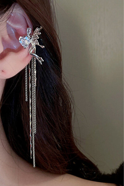 VeeShop Elegant ear cuff, fairy with crystals and long chains