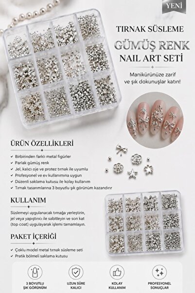 SEVRU Tırnak süsleme Protez Tırnak Nail Art Süsleme Charm 3D Karışık desenli Set