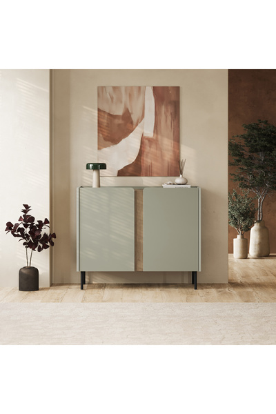 Decortie NORM KONSOL 2D - (METAL SİYAH)SEPET - KÜL YEŞİLİ