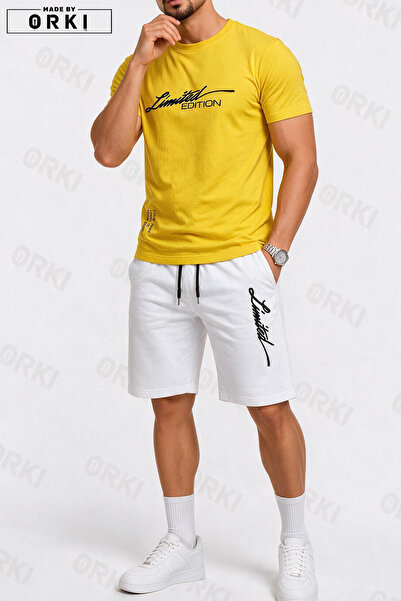 EFFRENATU Limited Edition Printed Cotton Fabric Unisex T-Shirt-White Shorts Set