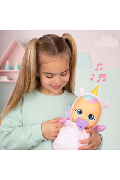 Cry Babies دمية لونا وبابي التفاعلية 2 في 1 مع صديق مفاجأة مخفي، وقرون وأجنحة مضيئة سحرية، وأصوات، وأغاني هادئة، ورفيق وقت النوم للأطفال