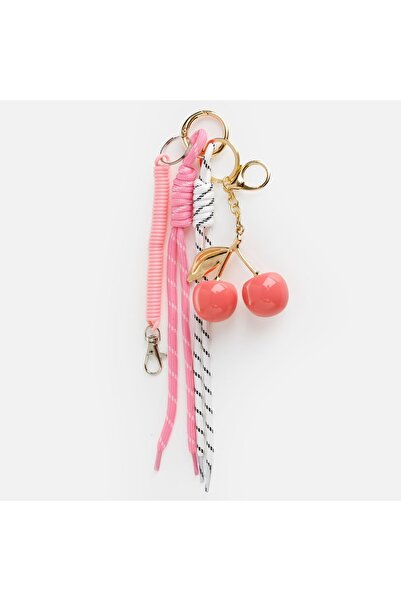 OEM Breloc cireș roz, accesoriu pentru geantă, 16 cm, cu șnururi decorative