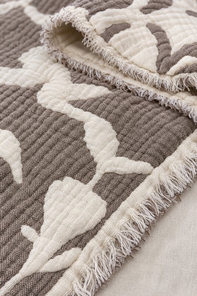 Afil Collection 4 Layer Muslin Quilt 240X260 cm Double Size 100% Cotton Breathable Soft Summer Pique Quilt